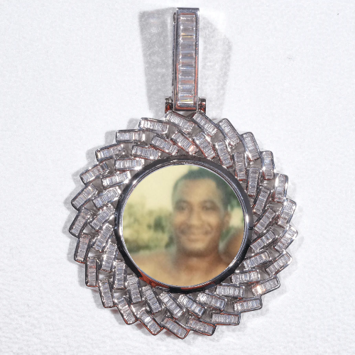 Large 3D Baguette Custom Picture Pendant