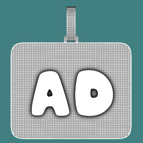 CUSTOM LETTER NECKLACE 3D BIG SQUARE