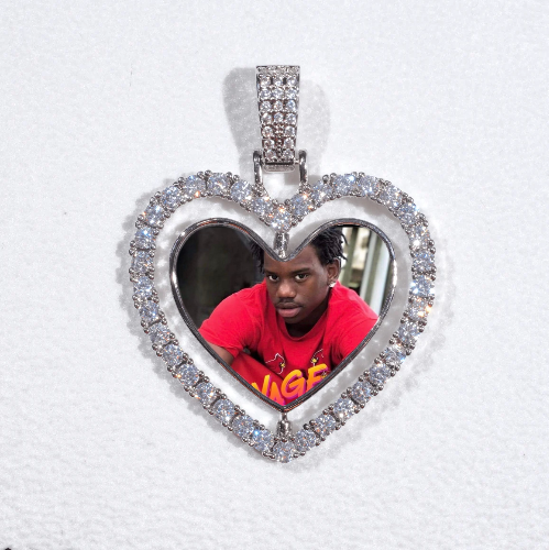 3D Spinning 2-Faced Heart Custom Picture Pendant