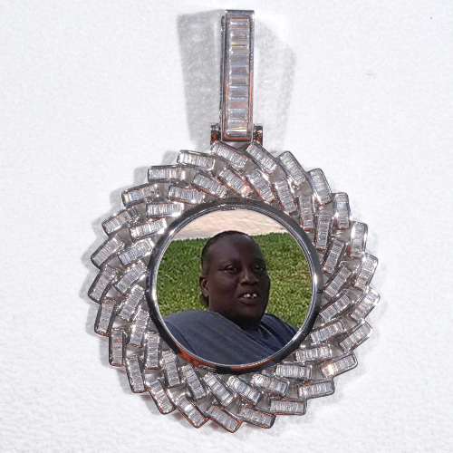 Large 3D Baguette Custom Picture Pendant