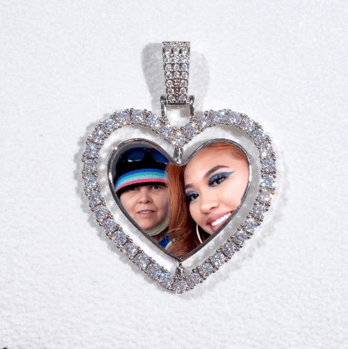 3D Spinning 2-Faced Heart Custom Picture Pendant