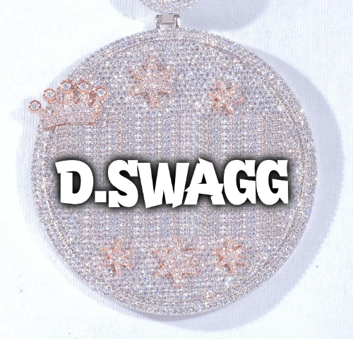 CUSTOM LETTER NECKLACE 3D BIG CROWN DISC