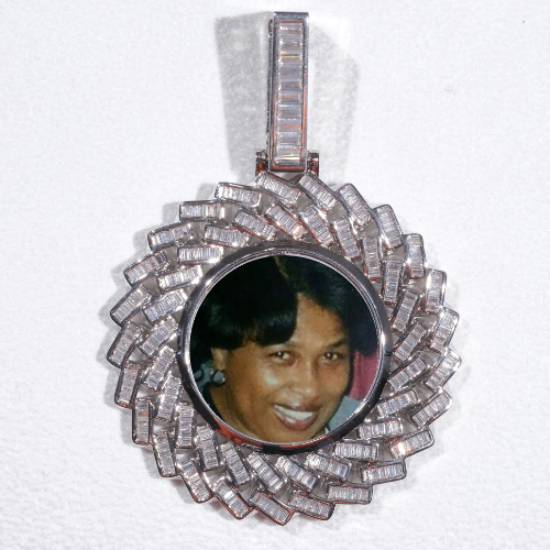 Large 3D Baguette Custom Picture Pendant