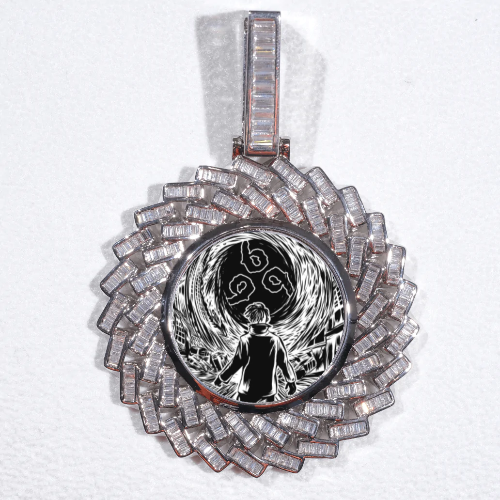 Large 3D Baguette Custom Picture Pendant