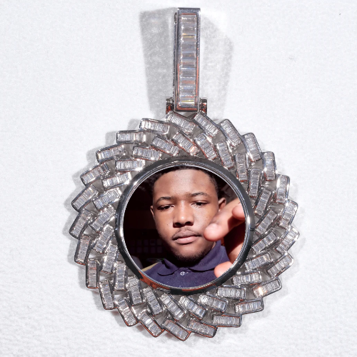Large 3D Baguette Custom Picture Pendant