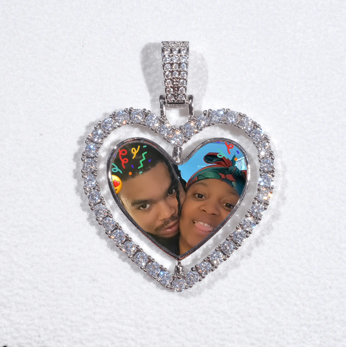 3D Spinning 2-Faced Heart Custom Picture Pendant