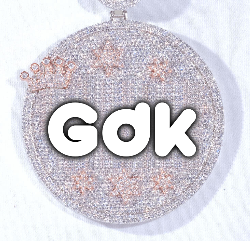 CUSTOM LETTER NECKLACE 3D BIG CROWN DISC