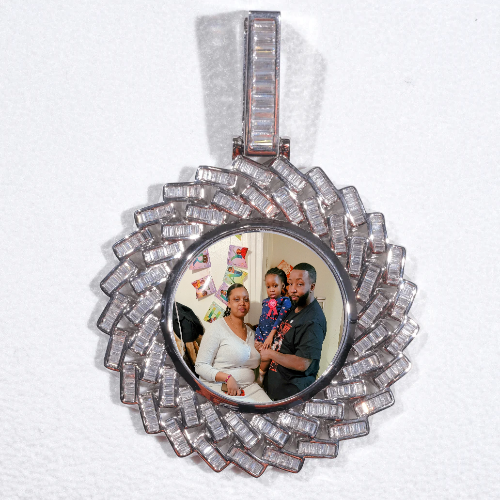 Large 3D Baguette Custom Picture Pendant