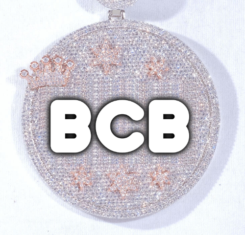CUSTOM LETTER NECKLACE 3D BIG CROWN DISC