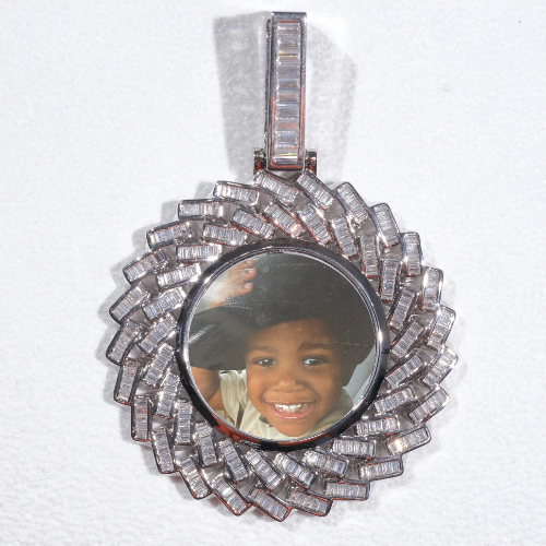Large 3D Baguette Custom Picture Pendant