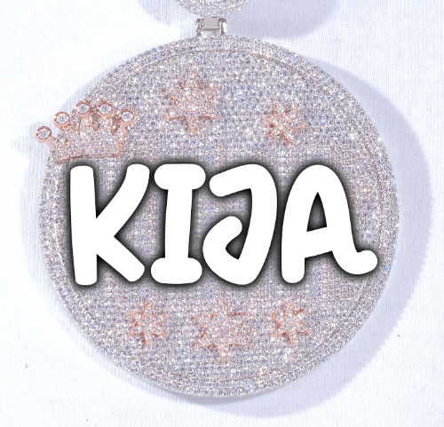 CUSTOM LETTER NECKLACE 3D BIG CROWN DISC