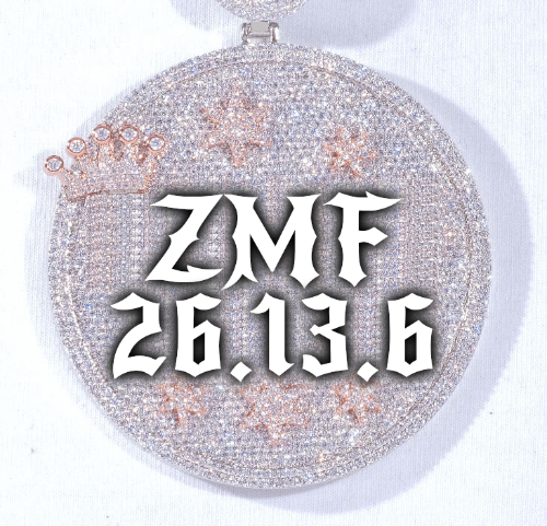 CUSTOM LETTER NECKLACE 3D BIG CROWN DISC