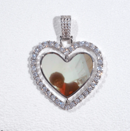 3D Spinning 2-Faced Heart Custom Picture Pendant