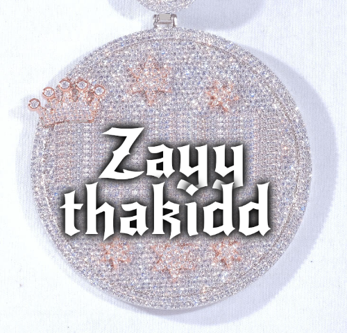 CUSTOM LETTER NECKLACE 3D BIG CROWN DISC