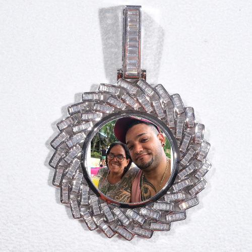 Large 3D Baguette Custom Picture Pendant