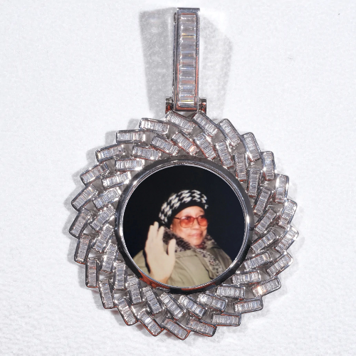 Large 3D Baguette Custom Picture Pendant
