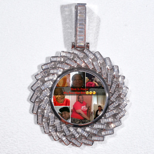 Large 3D Baguette Custom Picture Pendant