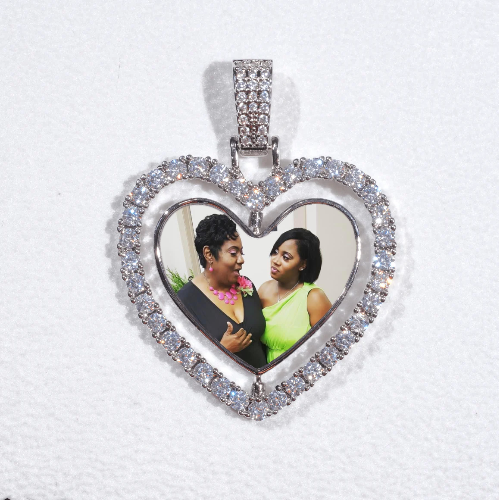 3D Spinning 2-Faced Heart Custom Picture Pendant