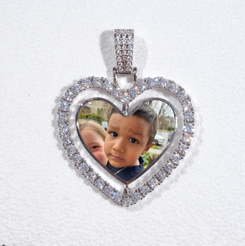 3D Spinning 2-Faced Heart Custom Picture Pendant