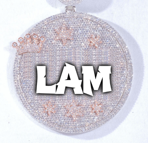CUSTOM LETTER NECKLACE 3D BIG CROWN DISC