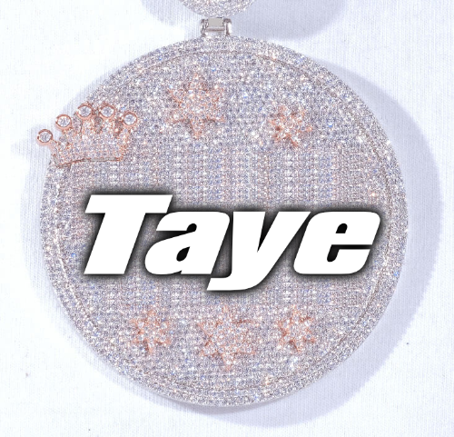 CUSTOM LETTER NECKLACE 3D BIG CROWN DISC