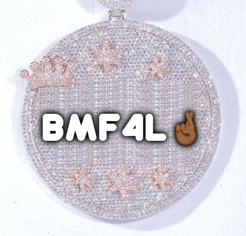 CUSTOM LETTER NECKLACE 3D BIG CROWN DISC