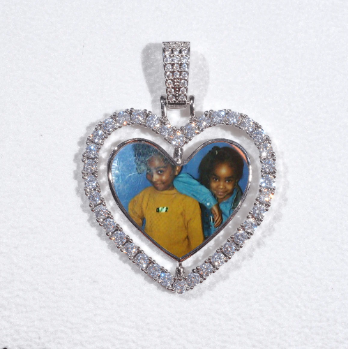 3D Spinning 2-Faced Heart Custom Picture Pendant