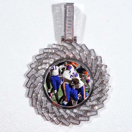 Large 3D Baguette Custom Picture Pendant