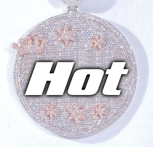CUSTOM LETTER NECKLACE 3D BIG CROWN DISC