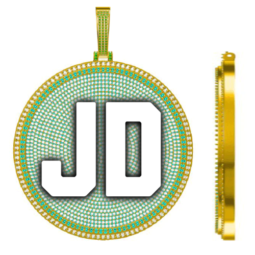 CUSTOM LETTER NECKLACE 3D BIG DISC