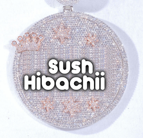 CUSTOM LETTER NECKLACE 3D BIG CROWN DISC