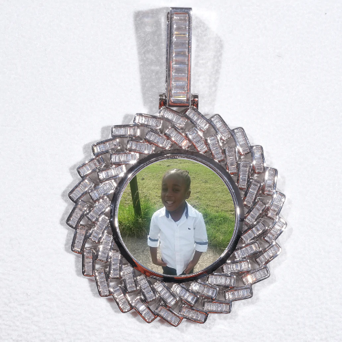 Large 3D Baguette Custom Picture Pendant