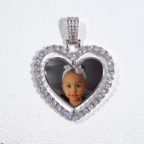 3D Spinning 2-Faced Heart Custom Picture Pendant