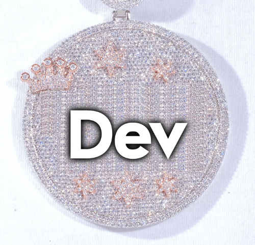 CUSTOM LETTER NECKLACE 3D BIG CROWN DISC