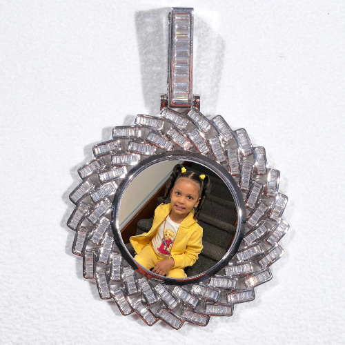 Large 3D Baguette Custom Picture Pendant