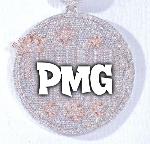 CUSTOM LETTER NECKLACE 3D BIG CROWN DISC