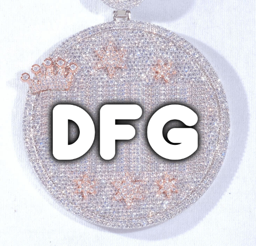 CUSTOM LETTER NECKLACE 3D BIG CROWN DISC