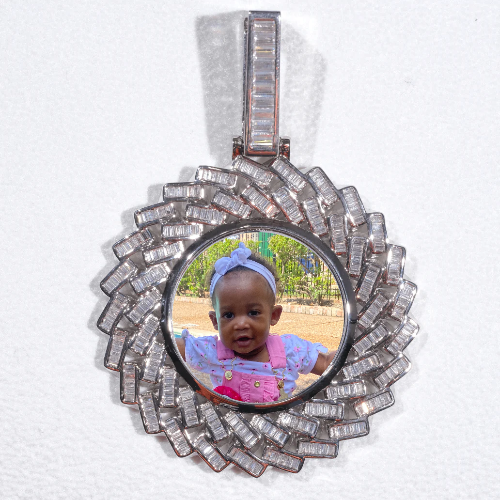 Large 3D Baguette Custom Picture Pendant