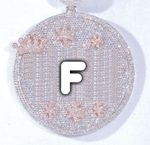 CUSTOM LETTER NECKLACE 3D BIG CROWN DISC