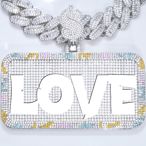 CUSTOM LETTER NECKLACE 3D COLORFUL SQUARE