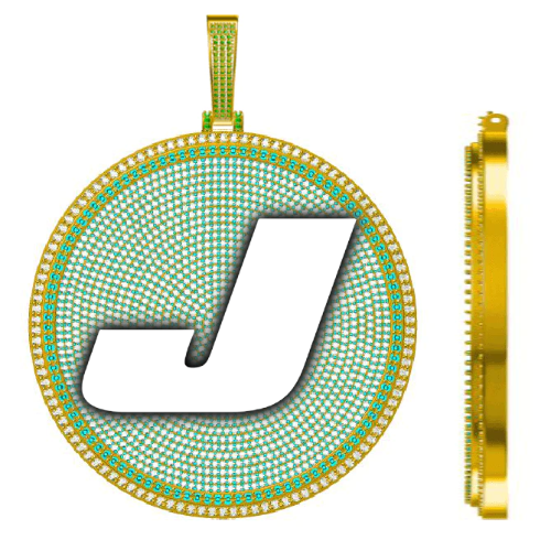 CUSTOM LETTER NECKLACE 3D BIG DISC