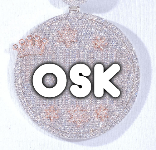 CUSTOM LETTER NECKLACE 3D BIG CROWN DISC
