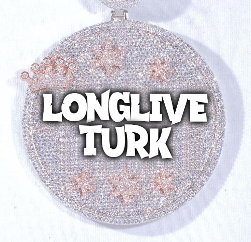 CUSTOM LETTER NECKLACE 3D BIG CROWN DISC