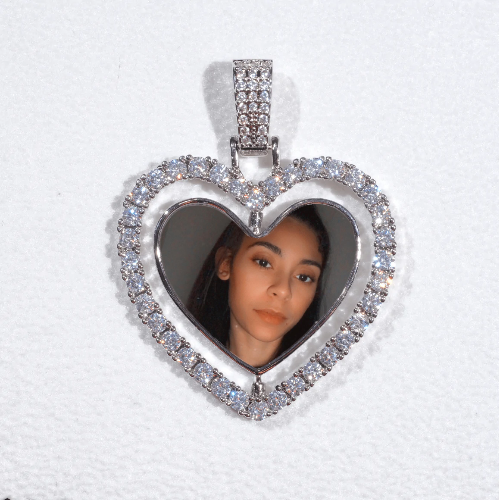 3D Spinning 2-Faced Heart Custom Picture Pendant