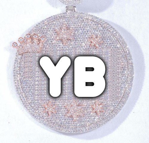CUSTOM LETTER NECKLACE 3D BIG CROWN DISC