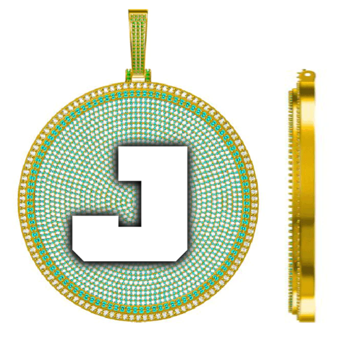 CUSTOM LETTER NECKLACE 3D BIG DISC
