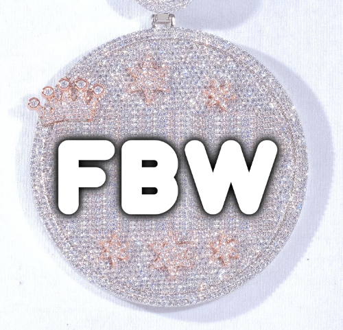 CUSTOM LETTER NECKLACE 3D BIG CROWN DISC