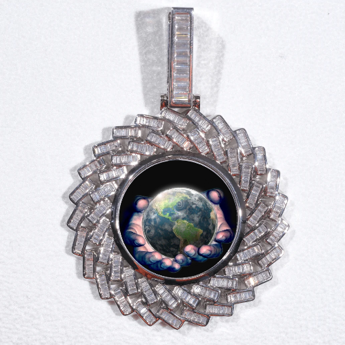 Large 3D Baguette Custom Picture Pendant
