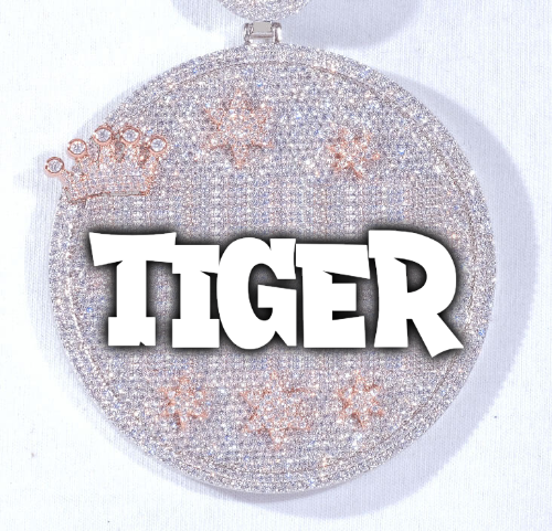 CUSTOM LETTER NECKLACE 3D BIG CROWN DISC