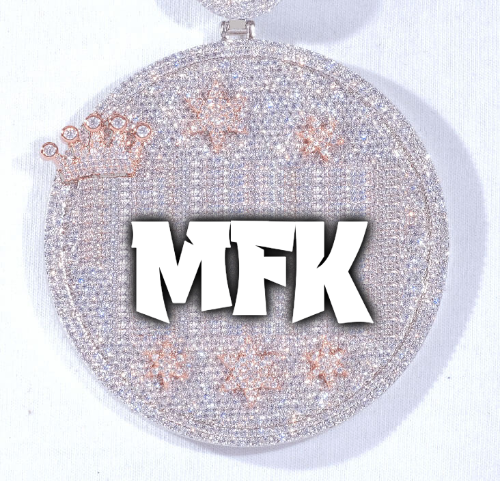 CUSTOM LETTER NECKLACE 3D BIG CROWN DISC